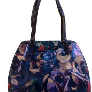 Patricia Nash Purple and Blue Floral Tote vintage
